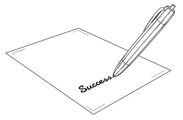 Ecrire un stylo sur papier Succès . — Image vectorielle