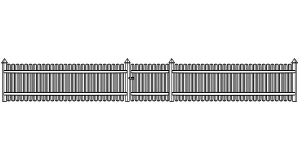 Houten hek met kleine poort in het midden. — Stockvector