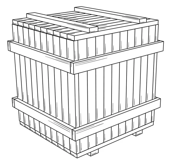 Caja de madera como protección de productos frágiles — Vector de stock