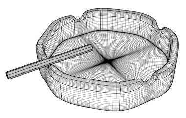 bir sigara ile kül tablası.