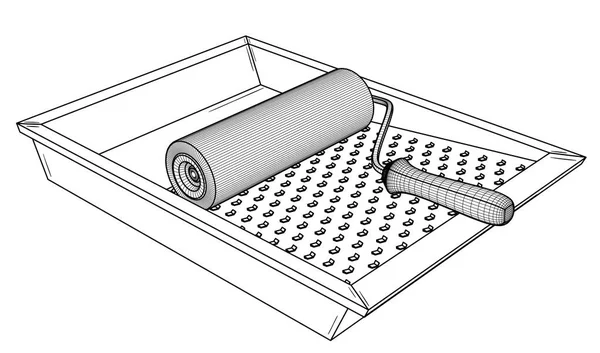 Wałek malarski z pustą tacą. — Wektor stockowy