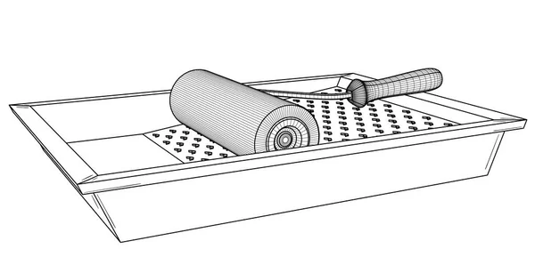 Rodillo de pintura con bandeja de pintura vacía . — Archivo Imágenes Vectoriales