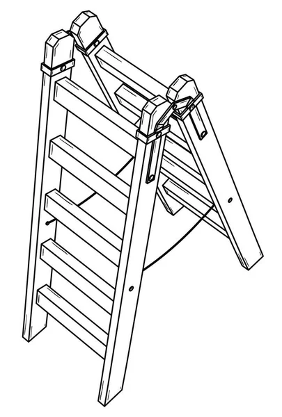 Eenvoudige houten trapladder. — Stockvector