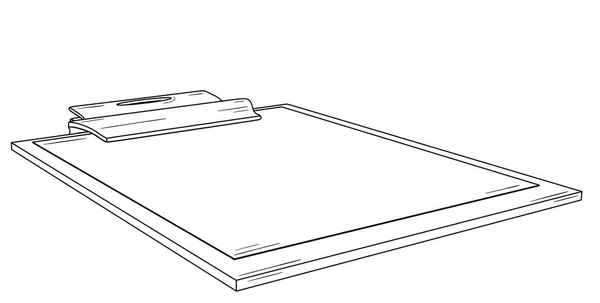 Almohadilla de escritura con clip metálico y papel en blanco . — Vector de stock