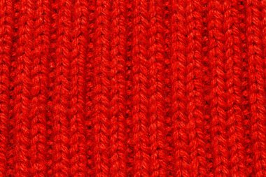 Kırmızı örgü yün dokusu arkaplanı.