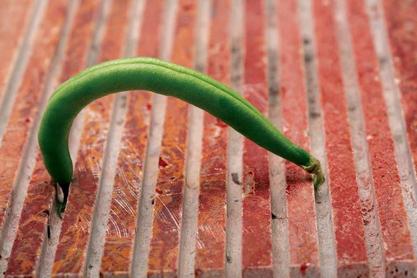 Yeşil solucan. Fasulye pod acele.