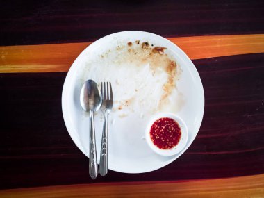 Yemek lekeleri yedikten sonra temiz değildir.