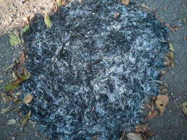 Yangın, yaprak enkaz ve bahçede çim enkaz kalıntıları