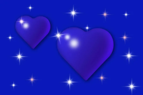 Blue heart shaped water droplets on a blue background with love ideas