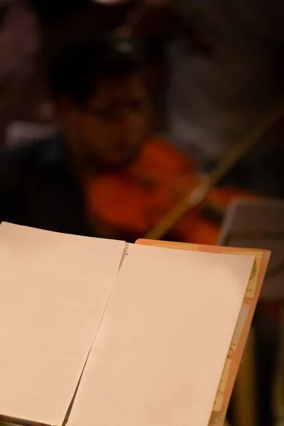 Leere Notenblätter Der Praxis Der Orchestermusik Zum Schreiben Von Ansagen — Stockfoto
