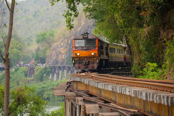 Ferrovia Della Morte Che Attraversa Fiume Kwai Costruita Durante Seconda — Foto Stock