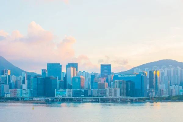 Hong Kong city skyline, China at sunrise — Stock Photo, Image