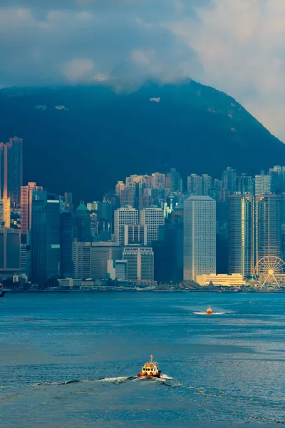 Hong Kong city skyline, China at sunrise