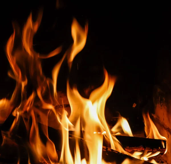 Fire Flames Black Background — Stock Photo, Image