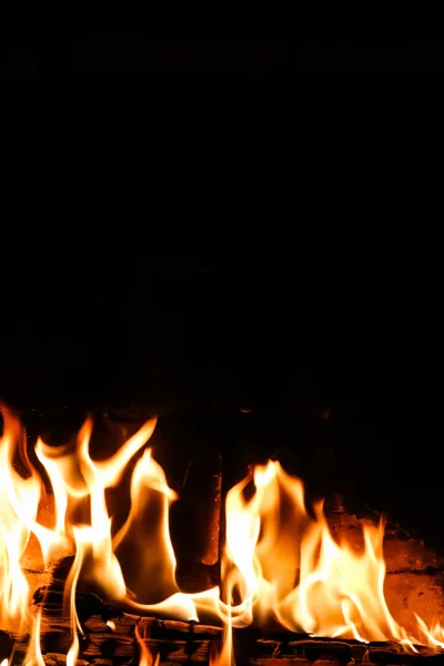 Flames Fire Black Background Mystery Fire Space Copy Text Your — Stock Photo, Image