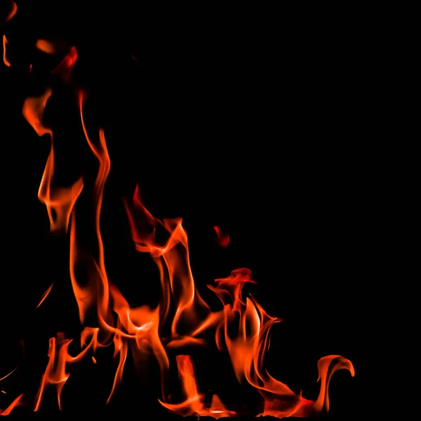 Feuerflammen Auf Schwarzem Hintergrund Raum Für Kopie Text Ihre Worte — Stockfoto