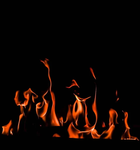 Feuerflammen Auf Schwarzem Hintergrund Raum Für Kopie Text Ihre Worte — Stockfoto