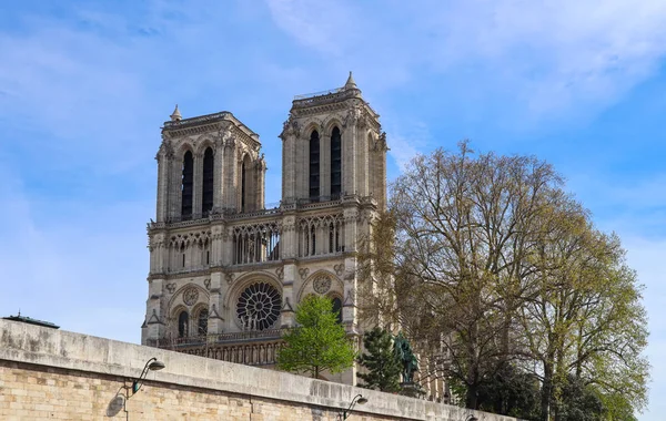 A Notre Dame-székesegyház tavasszal. Mielőtt a tüzet. Április 05, 2019. — Stock Fotó