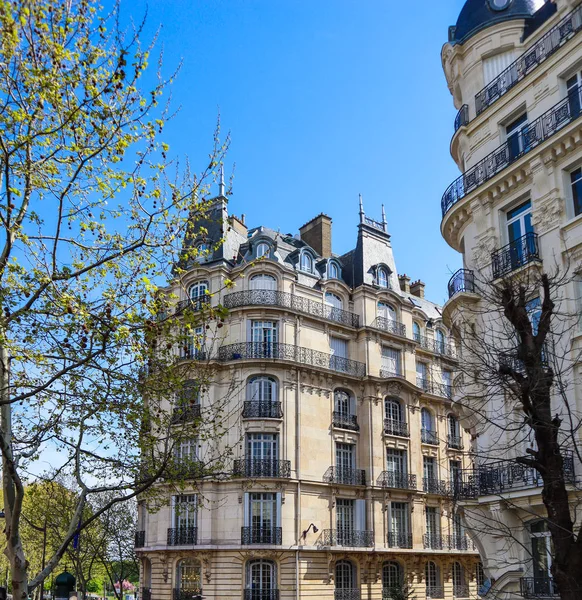 Architecture of Paris France. Facades of a traditional apartment