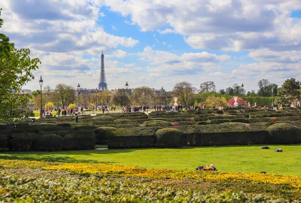 Ο θαυμάσιος κήπος του Λούβρου στο Λούβρο την άνοιξη. Παρίσι FRA — Φωτογραφία Αρχείου