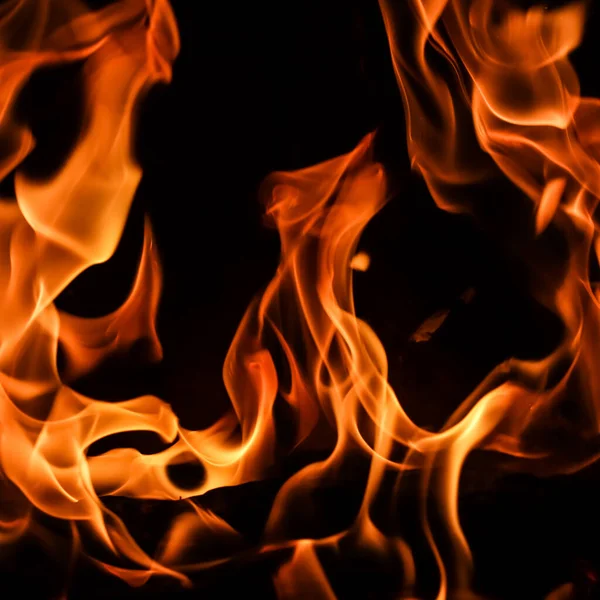 Feuerflammen Auf Schwarzem Hintergrund Das Geheimnis Des Feuers — Stockfoto
