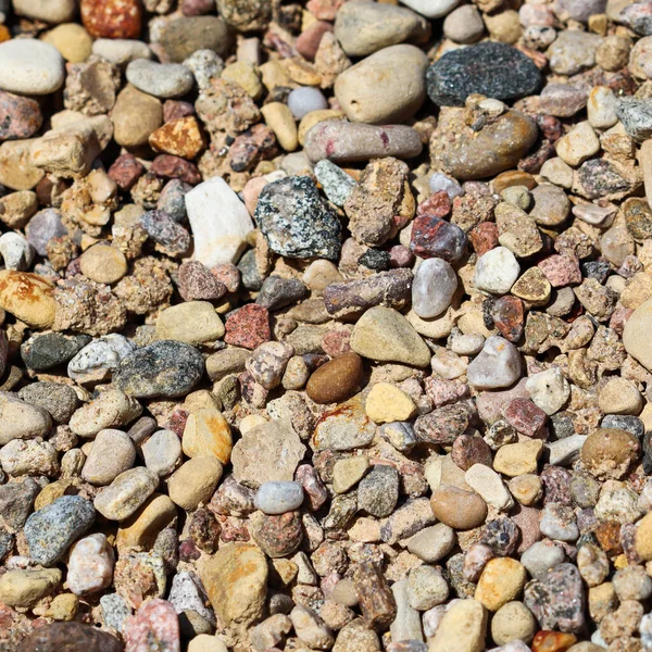 Verschiedene Kieshaufen Für Den Hintergrund Scharfe Nahaufnahmen Steine Für Den — Stockfoto