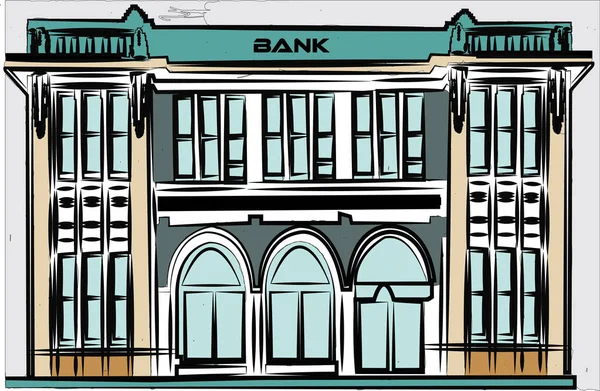 Banka beyaz arka plan - vektör çizim yaşlı kıyıda. -Vektör