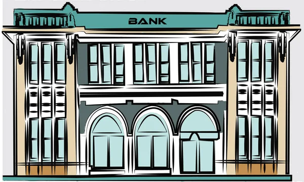 Banka Staré Banky Bílém Pozadí Vektorové Ilustrace Vektor — Stockový vektor