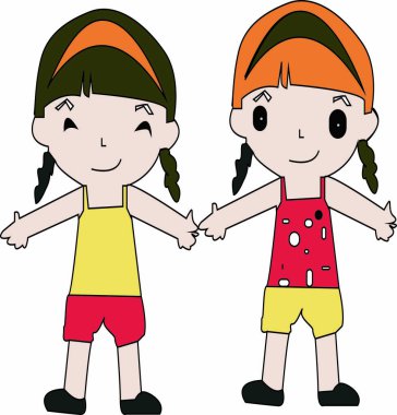 Çizgi film çocuklar atlama. Vektör klip sanat çizim basit degradelerle. Her biri ayrı bir katman üzerinde. -Görüntüleri vectorielles