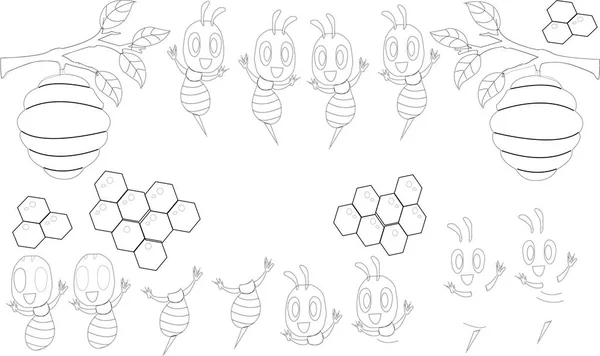 Cartoon Niedliche Biene Maskottchen Seres Beautiful Niedliche Biene Cartoon Niedliche — Stockvektor