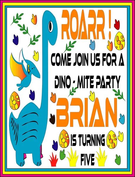 Sevimli dinozor davet - güzel vektör kartı - görüntüleri vektör 2019
