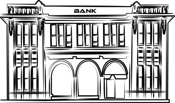 Banco Old Bank Fundo Branco Ilustração Vetorial Vetor — Vetor de Stock