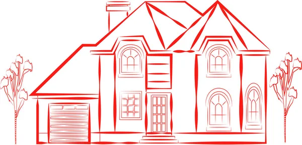 Çatılı evler dış vektör çizim önden görünüm. Modern. Townhouse bina daire. Kapı ve pencereler ile ev cephe. -Görüntüleri vectorielles