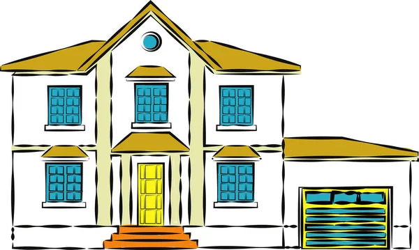 Domy Vnější Vektorové Ilustrace Pohled Zepředu Střechou Moderní Dům Byt — Stockový vektor