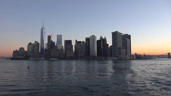 New York Panoráma Manhattan Skyline Nal Hudson Folyó Felett — Stock Fotó