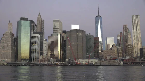 Ciudad Nueva York Manhattan Edificios Del Centro Skyline Noche 2019 —  Fotos de Stock