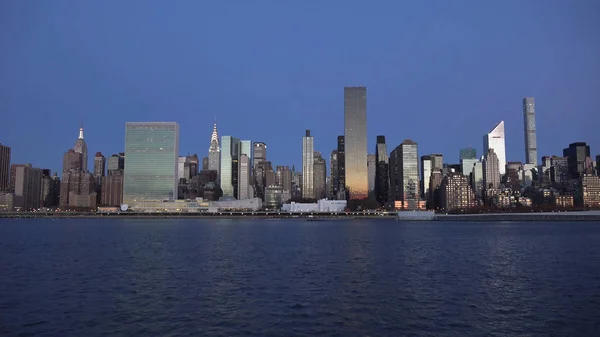 Skyline New York Avec Des Gratte Ciel Urbains Coucher Soleil — Photo