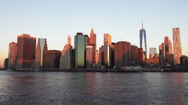 Manhattan Skyline Empire State Building Hudson Folyó New York City — Stock Fotó