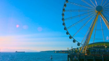 Seattle, Washington, / USA - mai 7, 2019, The Great Wheel ferris wheel, an iconic landmark in Seattle.