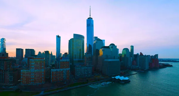 Tek dünya ticaret binası ile aşağı Manhattan panoramik manzara görünümü, New York City -usa.2019