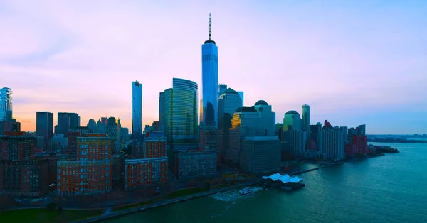 Tek dünya ticaret binası ile aşağı Manhattan panoramik manzara görünümü, New York City -usa..