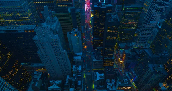 New York City Manhattan USA Midtown Aerial panoramautsikt med skyskrapor och blå himmel. USA — Stockfoto