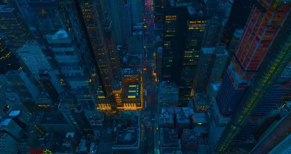 Nueva York Manhattan usa vista panorámica aérea del centro de la ciudad con rascacielos y cielo azul.2019 —  Fotos de Stock