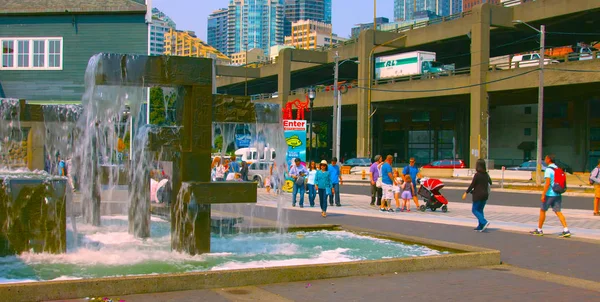 Seattle, washington, united states usa (janvier, 10, 2019), Luftaufnahme von seattle waterfront und skyline mit der Weltraumnadel im Hintergrund.. seattle usa 2019 — Stockfoto