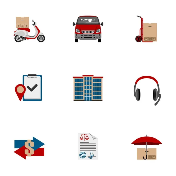 Delivery Logistic Flat Icon Set Shipping Vector Color Illustration — Stock Vector