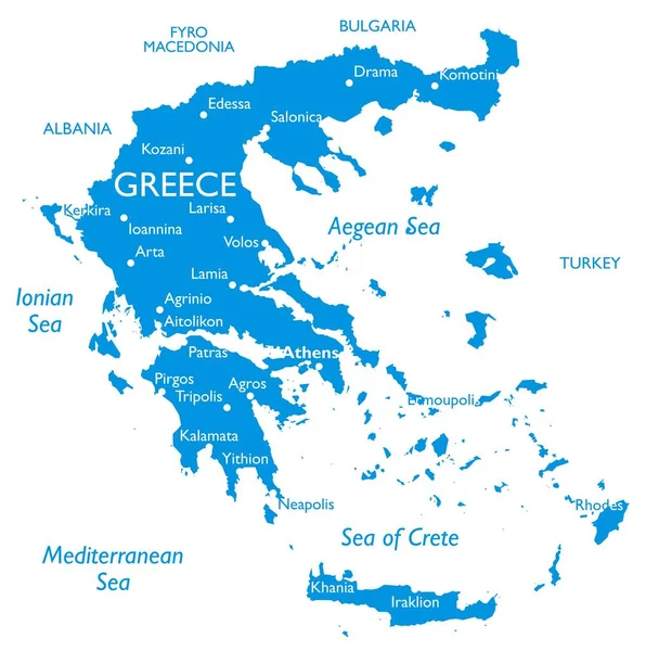 Mapa Vetor Grécia Chalupe Esboço Mapa Detalhado Com Nomes Cidade —  Vetores de Stock
