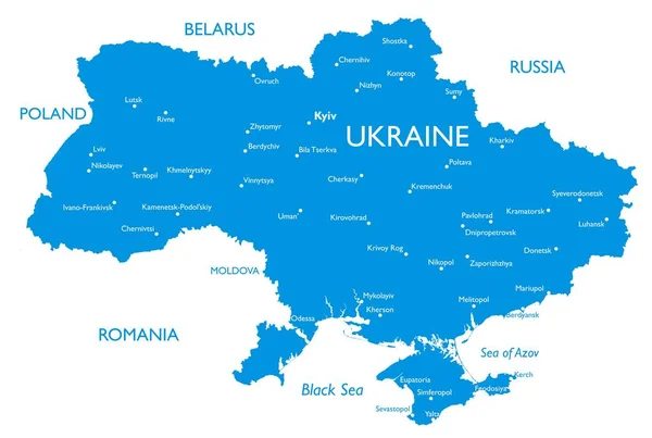 Carte Vectorielle Ukraine Xooutline Carte Détaillée Avec Les Noms Ville — Image vectorielle