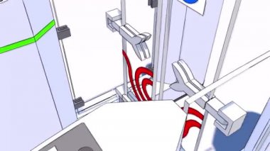 Metro çizimi animasyon the 124; 3D turnike ve yürüyen merdiven tasarımı