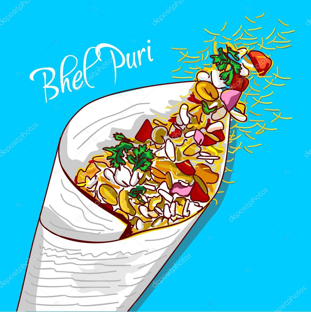 indian Street food bhel puri vector illustration - Vector 
