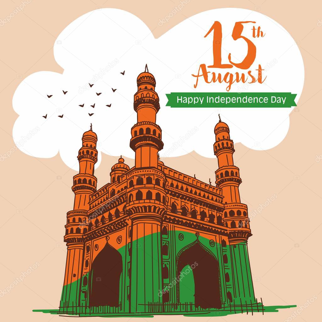 Charminar Hyderabad India vector ilustración. Feliz día de